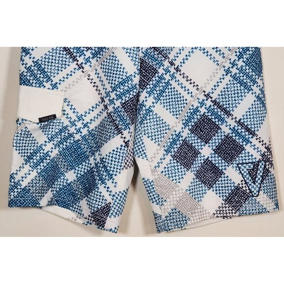 Valor Men's Size 28 Surf Board Shorts Blue Gray White Hawaiian Striped New - Picture 4 of 11